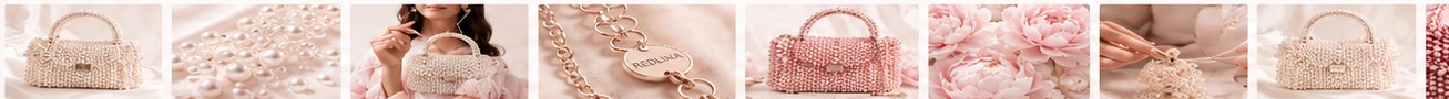 RedLina gallery strip with bags, pearls and peonies